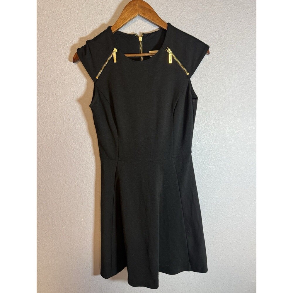 Michael Kors Women’s Size 4 Black A-Line Short Dress Sleeveless Zip Pockets